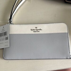 Kate Spade Two-Tone Wristlet in Gray and Cream